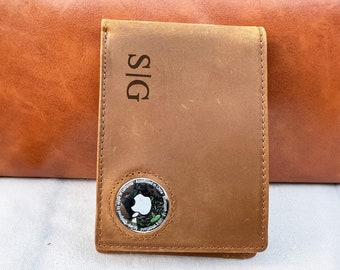 Personalized Leather Airtag Wallet, Apple Air tag Wallet, Custom Wallet, Gift for Dad, Father's day Gift, Valentine's day gift, Gift for him