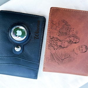 Billetera Airtag personalizada, billetera con foto grabada en cuero, regalo para novio, regalo para él, regalo de San Valentín, regalo para esposo