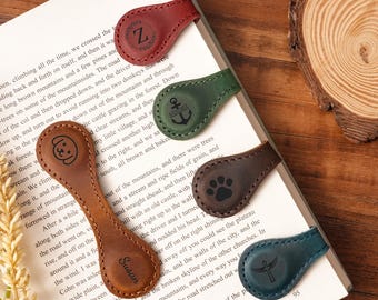 Personalized Magnetic Leather Bookmark - Reading Gift, Custom Christmas Gift