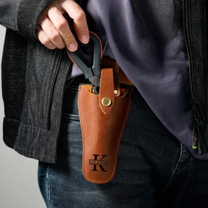 Personalized Leather Pruner Pouch: Farmer Tool Belt with Clip