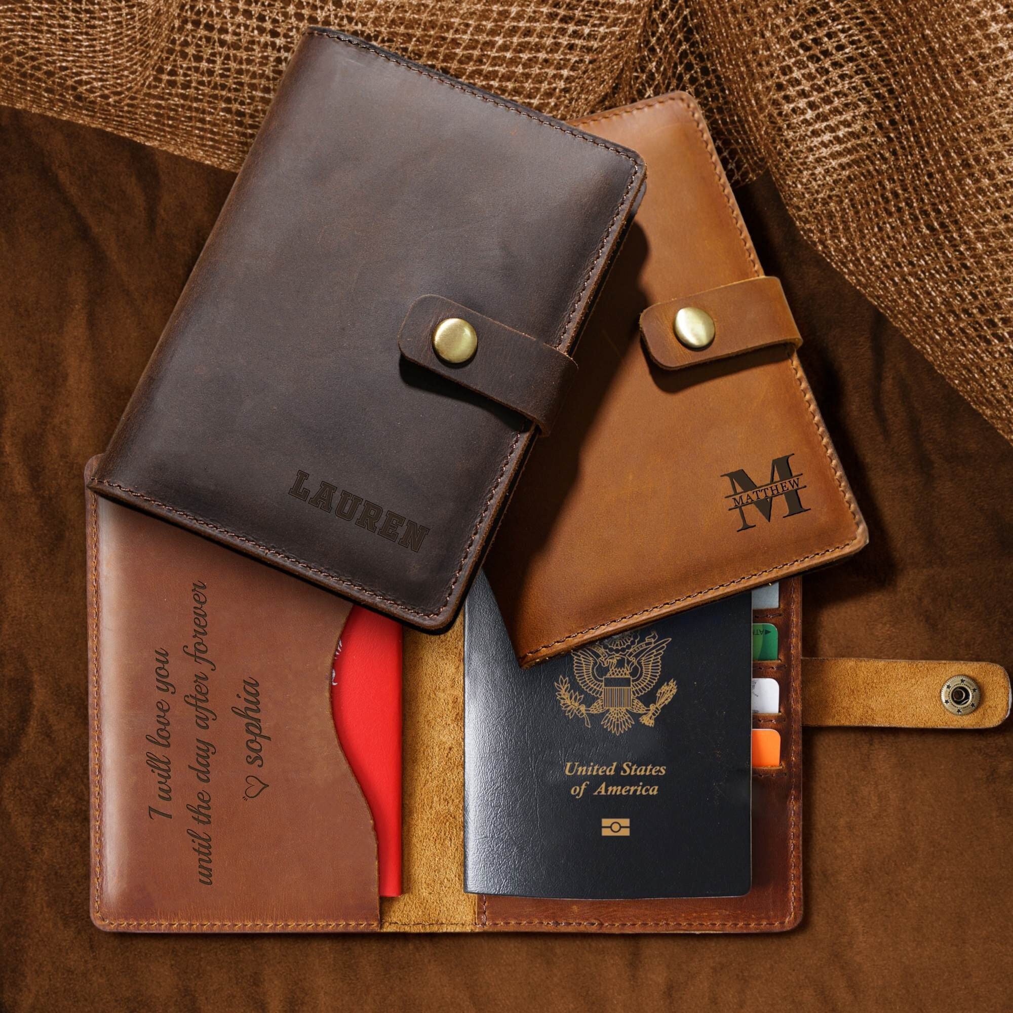 Personalized Leather Passport Wallet: Engraved Travel Gift