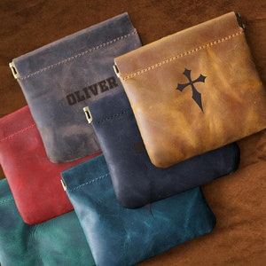 Pochette pour chapelet en cuir personnalisée, étui de poche à cadre souple, 1ère communion, cadeau de confirmation, porte-monnaie en cuir, cadeau pour maman