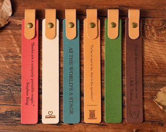 Marcapáginas de cuero personalizado, regalos hechos a mano para lectores, regalos de boda