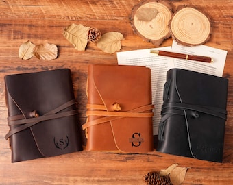 Personalized Leather Journal | Handmade Notebook Sketchbook | Christmas Gift | Unlined Paper