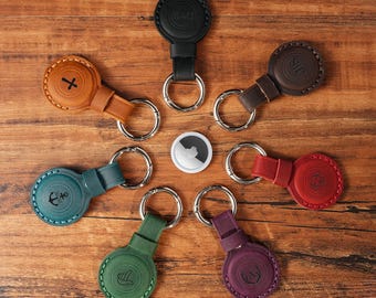 Personalized Leather AirTag Case, Keyfob, Key Ring Holder, AirTag Keychain, Custom Dog & Cat Tracker