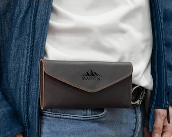 Personalized Leather Phone Holster: Belt Clip Case, iPhone 16 15 14 13 Pro Max