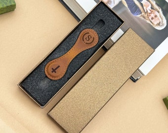 Personalized Leather Magnetic Bookmark, Custom Reading Gift