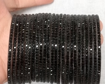 Black glass bangles hot sale