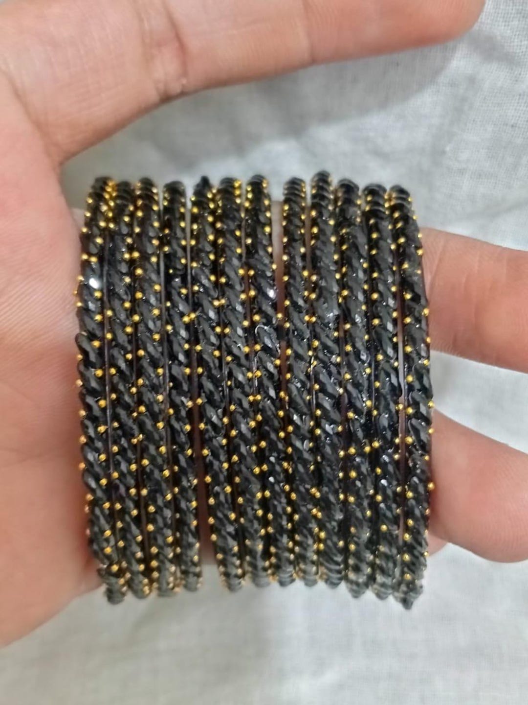 12 Glass Bangles Black Color Women Fashion Bangles Accessories Glass ...