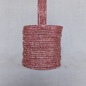 12 brazaletes de vidrio de color rosa, accesorios de brazaletes de moda para mujeres y niñas