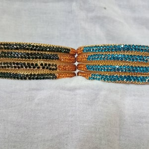 4 Glass Bangles gold Color Women Fashion Bangles Accessories Glass Bangles for Women and Girls