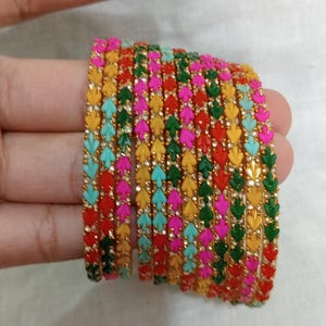 12 Glass Bangles GOLDEN multi Color Women Fashion Bangles Accessories Glass Bangles for Women and Girls