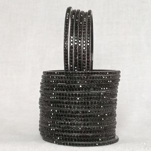 24 ガラス バングル ブラック カラー 女性用 ファッション バングル アクセサリー 女性と女の子用 ガラス バングル