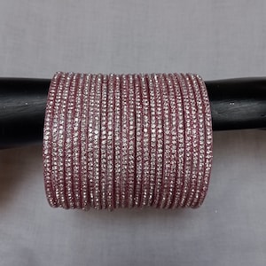 12 brazaletes de vidrio de color rosa, accesorios de brazaletes de moda para mujeres y niñas