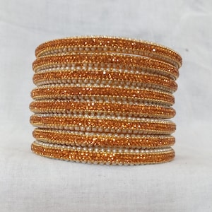 4 Glass Bangles dark gold  Color Women Fashion Bangles Accessories Glass Bangles for Women and Girls