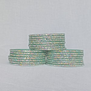 12 Glass Bangles C GREEN Color Women Fashion Bangles Accessories Glass Bangles for Women and Girls