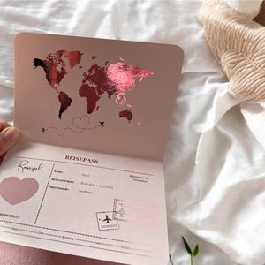 ROSA EDITION I Reisegutschein Reisepass I Boarding Pass personalisiert | Rubbelkarte | Gutschein Reise | Flugticket Urlaub I Passport gold