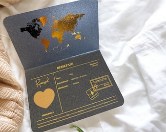 BLACK EDITION | Travel Voucher Passport | Personalized Boarding Passport | Scratch Card | Travel Voucher | Flight Ticket Holiday | Gold Passport