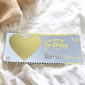 Carte d'anniversaire I Carte d'embarquement personnalisée I Bon d'anniversaire | Carte à gratter | Joyeux anniversaire | Billet d'avion vacances que j'ai déjoué