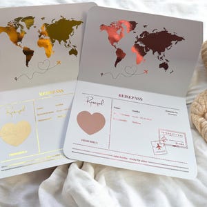 Reisegutschein Reisepass I Boarding Pass personalisiert I versch. Farben | Rubbelkarte | Gutschein Reise | Flugticket Urlaub I Passport gold