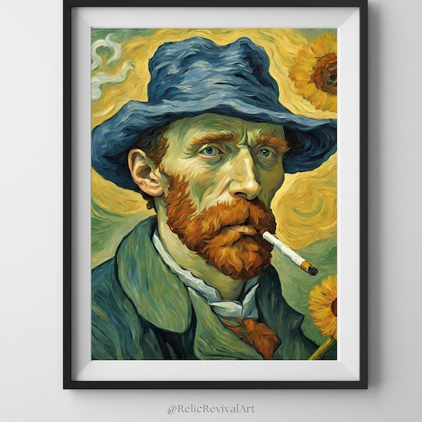 Van Gogh Wall Art, Alter Art, Eclectic Wall Art, Self Portrait Print, Famous Oil Painting, Museum Exhibition Poster, Van Gogh Paintings