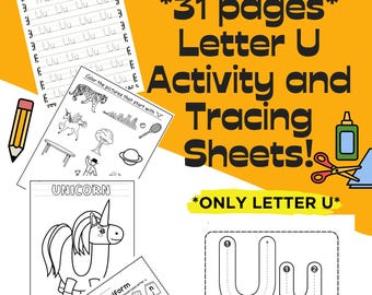 Letter U Tracing and Activity Worksheets! **Only Letter U**