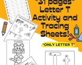 Letter T Tracing and Activity Worksheets! **Only Letter T**