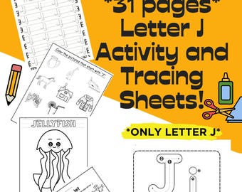 Letter J Tracing and Activity Worksheets! **Only Letter J**