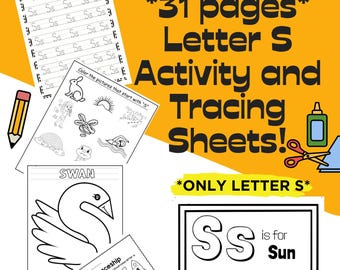Letter S Tracing and Activity Worksheets! **Only Letter S**