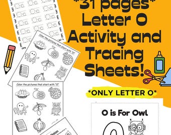 Letter O Tracing and Activity Worksheets! **Only Letter O**
