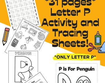 Letter P Tracing and Activity Worksheets! **Only Letter P**