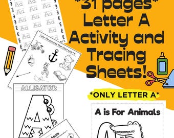Letter A  Tracing and Activity Worksheets! **Only Letter A**