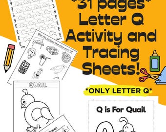 Letter Q Tracing and Activity Worksheets! **Only Letter Q**