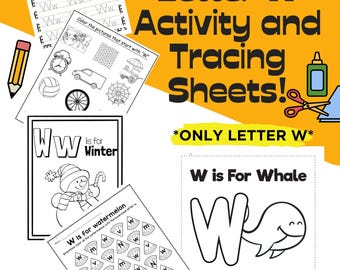 Letter W Tracing and Activity Worksheets! **Only Letter W**