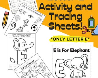 Letter E Tracing and Activity Worksheets! **Only Letter E**