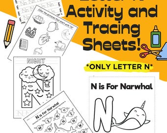 Letter N Tracing and Activity Worksheets! **Only Letter N**