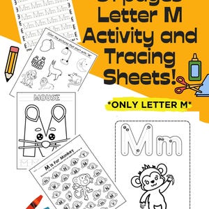 Letter M Tracing and Activity Worksheets! **Only Letter M**