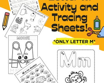 Letter M Tracing and Activity Worksheets! **Only Letter M**