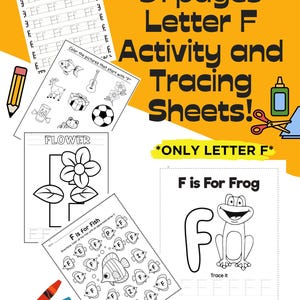 Letter F Tracing and Activity Worksheets! **Only Letter F**