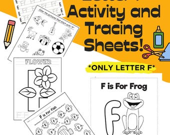 Letter F Tracing and Activity Worksheets! **Only Letter F**