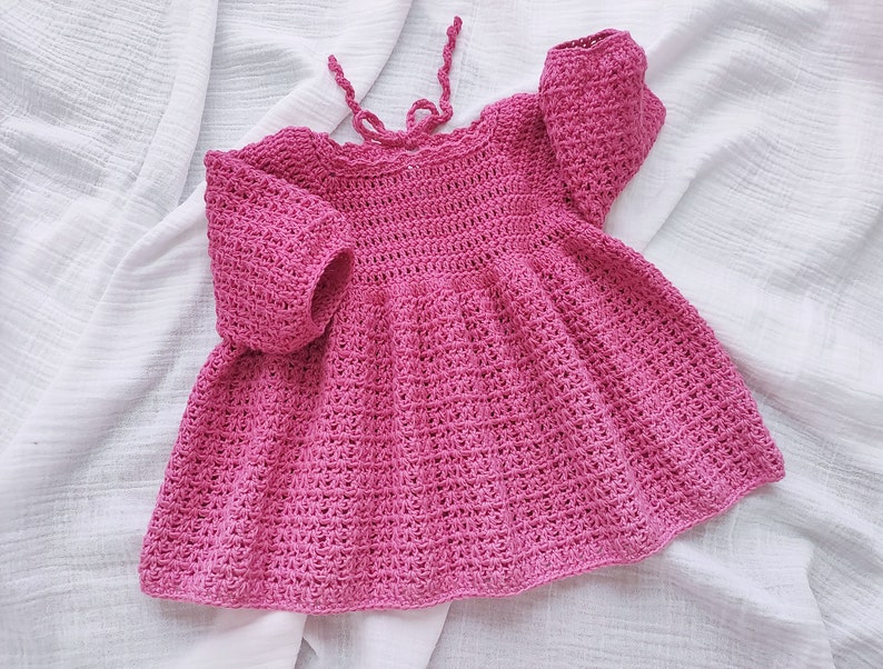 Crochet Baby Dress Pattern, Long Sleeve, 0-4 Years (PDF Pattern) image 9