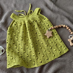 Baby dress Crochet pattern, popcorn sundress, bubble stitch dress. 5 sizes