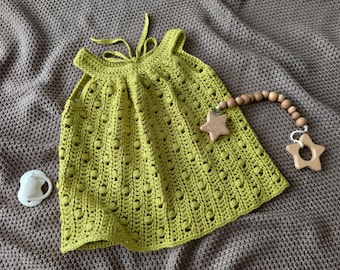 Baby dress Crochet pattern, popcorn sundress, bubble stitch dress. 5 sizes