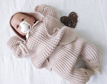 Crochet patterns: baby sweater, hat and pants - cozy baby set