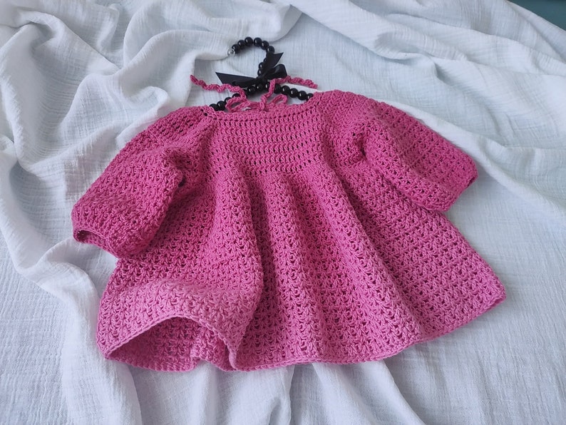 Crochet Baby Dress Pattern, Long Sleeve, 0-4 Years (PDF Pattern) image 7