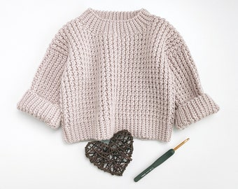 CROCHET PATTERN baby sweater, baby boy, baby girl jumper, sizez 0-8 years