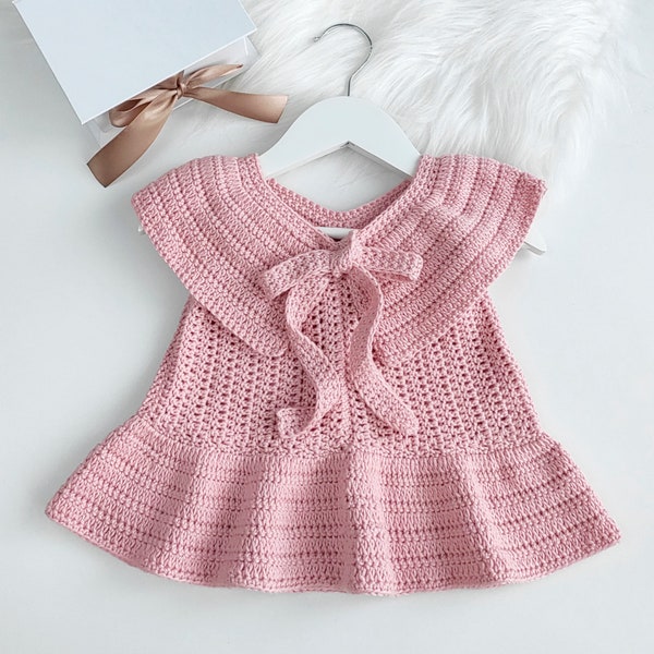 Patrón de vestido de crochet - tallas para bebé y niño pequeño