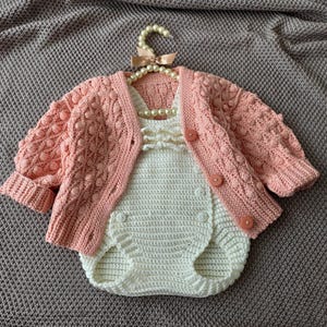 Crochet pattern Cardigan only, popcorn jacket for baby girls. ONLY IN ENGLISH