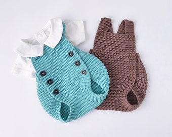 Crochet Pattern baby romper,  5 size - newborn to 12 months