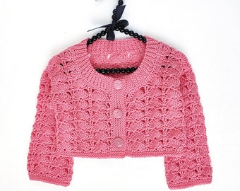 Crochet pattern baby cardigan, lace open toddler jacket